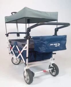 Active Outdoor Bolderkar Blauw Incl. Zonnedak, Extra Bagagetas En Extension. -Buitenspeelgoed Winkel bolderwagen active outdoor wagon blauw duwbeugel voor 1 1