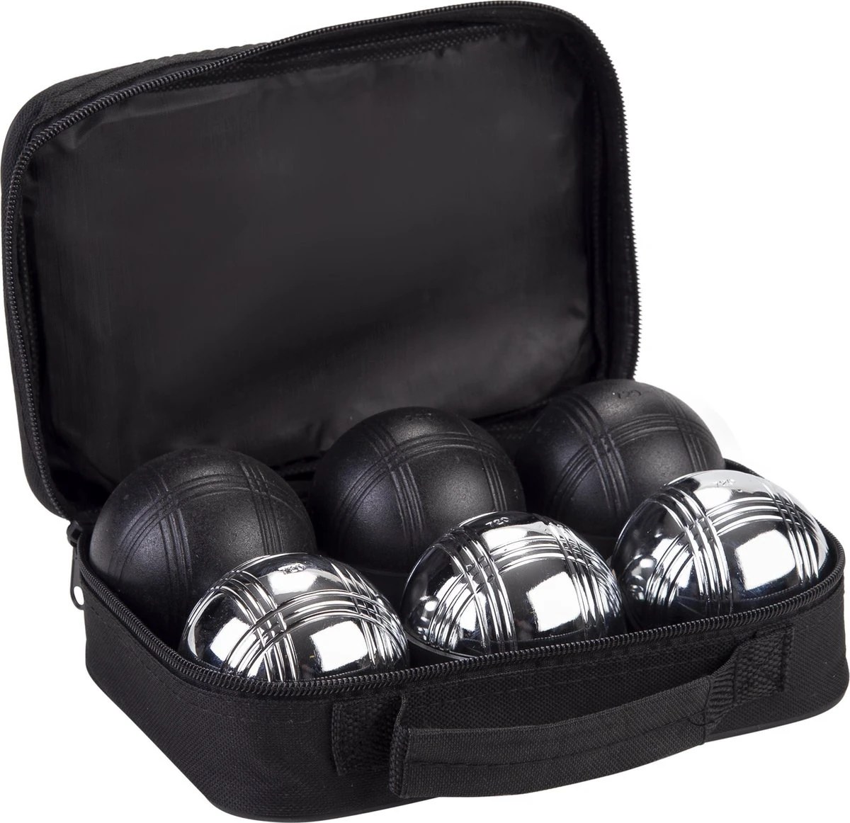 Jeu De Boules Set 6 Ballen In Tas Chroom / Zwart 4 Jeu De Boules Set 6 Ballen In Tas Chroom / Zwart - Afbeelding 2