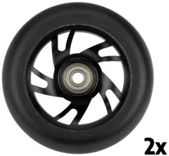 Stuntstep Wiel 110mm Alu Wheel Met Lagers Abec9 Black -Buitenspeelgoed Winkel stuntstepwielen set alu velg 52LK ZWZ black speelactief.nl